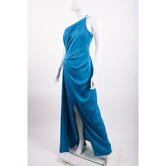 Aidan Mattox Womans Evening Gown Draped Satin One-Shoulder Size US 10 EU 42 NWT - Picture 2 of 6
